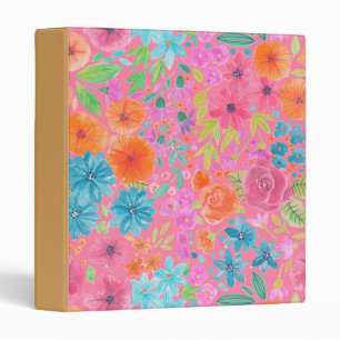 Floral watercolor pattern in pink binder