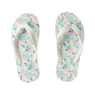 Floral Watercolor Pattern Kid's Flip Flops