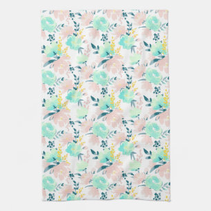 Floral Watercolor Pattern Kitchen Towel