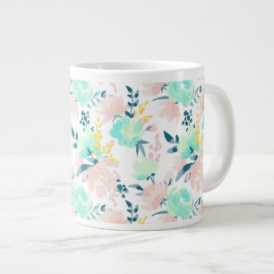 Floral Watercolor Pattern Large Coffee Mug