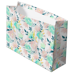 Floral Watercolor Pattern Large Gift Bag