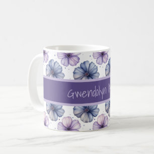 Floral Watercolor Pattern Lavender and Blue Coffee Mug