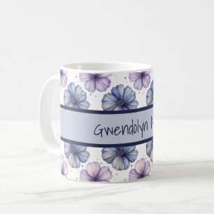 Floral Watercolor Pattern Lavender and Blue Coffee Mug