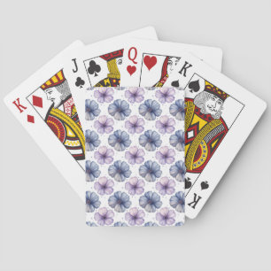 Floral Watercolor Pattern Lavender and Blue Playing Cards