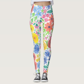 Floral watercolor pattern leggings