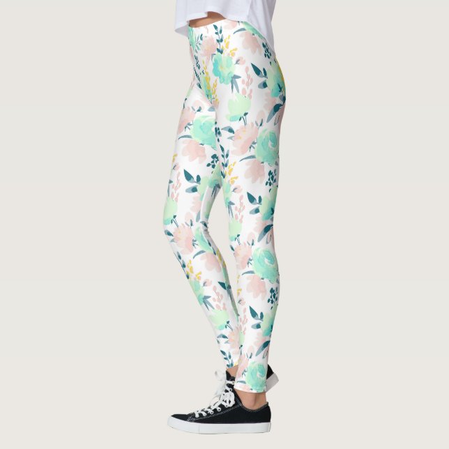 Floral Watercolor Pattern Leggings (Left)