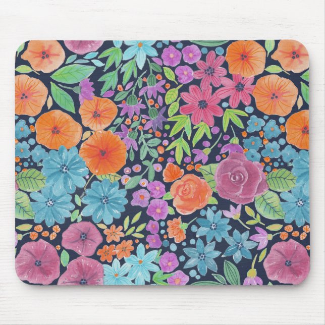 Floral watercolor pattern mouse pad (Front)