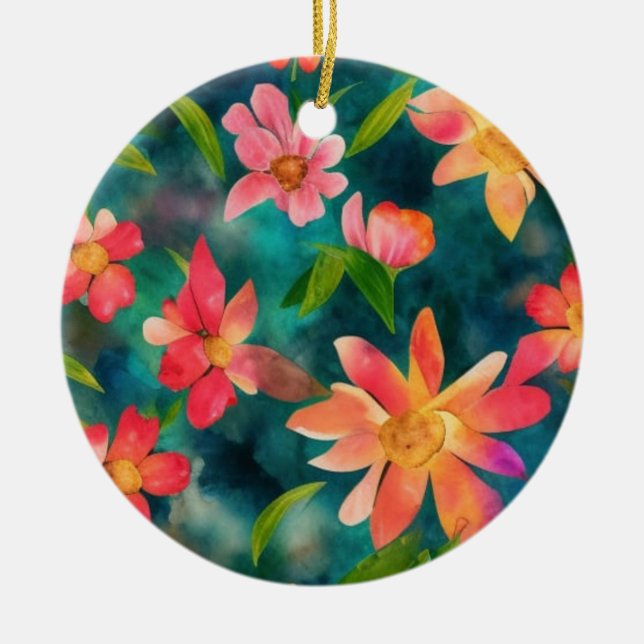 Floral Watercolor pattern Ornament (Front)