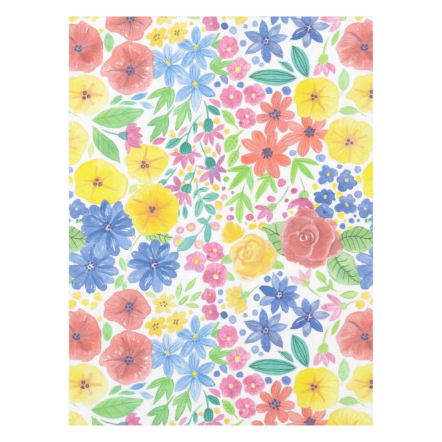 Floral watercolor pattern tablecloth (Front)