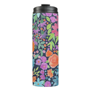 Floral watercolor pattern thermal tumbler