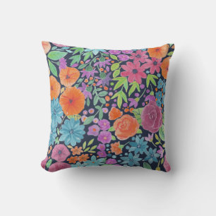 Floral watercolor pattern throw pillow