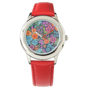 Floral watercolor pattern watch