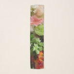 Floral Watercolor Peach Pink and Green Scarf<br><div class="desc">A splendid watercolor design of a bouquet of flowers in beautiful tones of peach,  green and pink for a lovely chiffon scarf that you can wear with almost anything, </div>