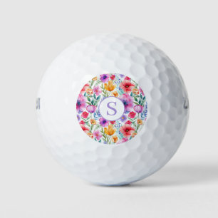 Floral Watercolor Personalized Golf Balls