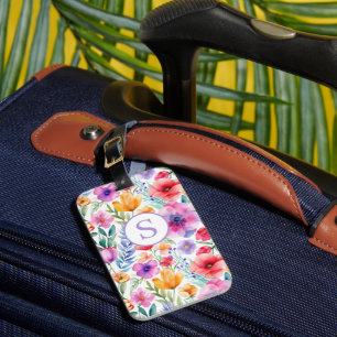 Floral Watercolor Personalized Monogram  Luggage Tag