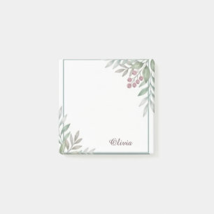 Floral Watercolor Personalized Sticky Notes
