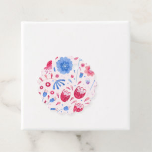 Floral Watercolor Pink Blue Favour Tags