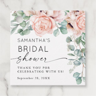 Floral Watercolor Pink Bridal Shower Favour Tags