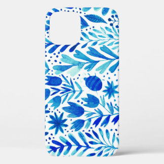 Floral Watercolor Plants Seamless Texture iPhone 12 Case