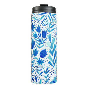 Floral Watercolor Plants Seamless Texture Thermal Tumbler