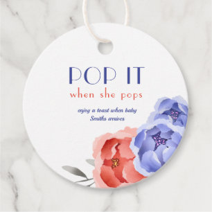 Floral Watercolor Pop It When She Pops Favour Tags