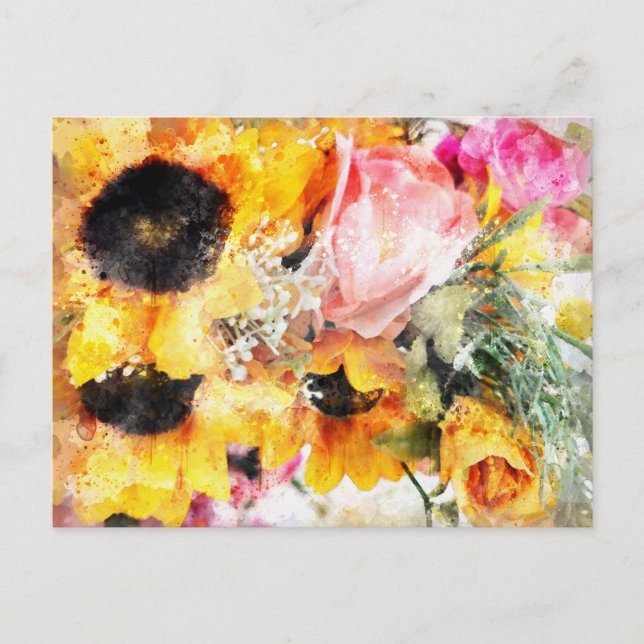 Floral Watercolor Postcard 3 (Front)