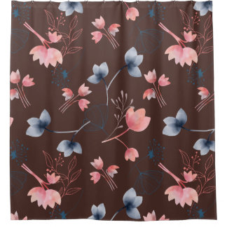 Floral Watercolor Print - Brown Bkgrd