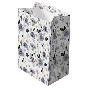 Floral Watercolor Purple Pattern Medium Gift Bag