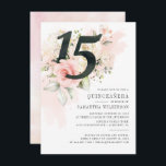 Floral Watercolor Quinceanera 15th Birthday Party  Invitation<br><div class="desc">Cute modern yet elegant Quinceañera Mis Quince Anos birthday party invitations. Rustic floral olive green and rose gold flowers with faux gold dress design. The template that can be easily edited and the text replaced with your own details by clicking the "Personalize" button. For further customization, please click the "Customize...</div>