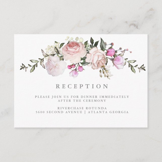 Floral Watercolor Reception Information Insert (Front)