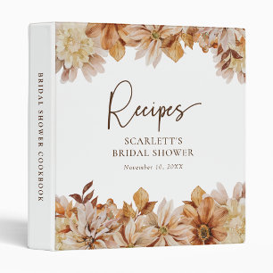 Floral Watercolor Recipe 3 Ring Binder