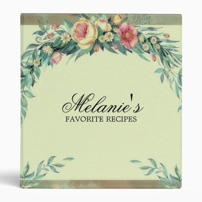Floral Watercolor Recipe Binder (Front)