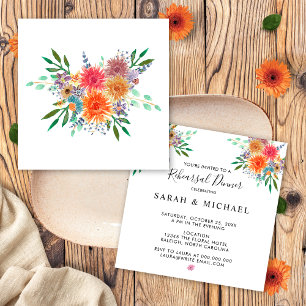 Floral Watercolor Rehearsal Dinner Invitation