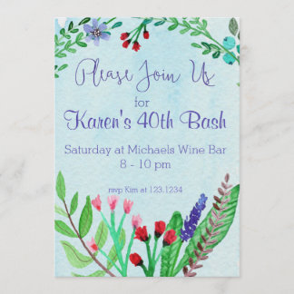 Floral Watercolor Rejoignez-nous Invitation