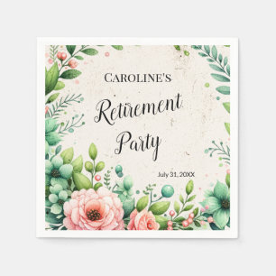 Floral Watercolor Retirement Party  Napkin