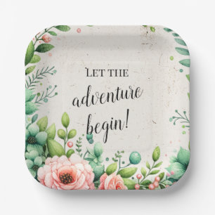 Floral Watercolor Retirement Party  Paper Plate