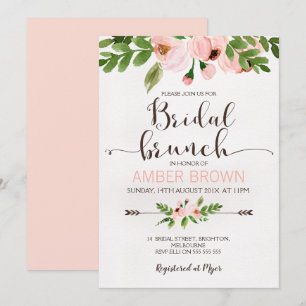 Floral Watercolor Rose Bridal Brunch Invitation