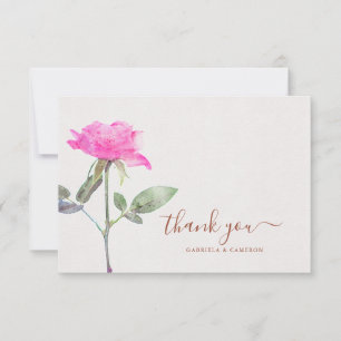 Floral Watercolor Rose Terracotta Wedding Thank You Card