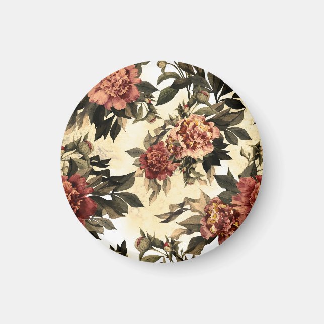 Floral Watercolor Roses, Peonies Pattern. Magnet (Front)
