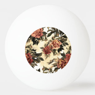Floral Watercolor Roses, Peonies Pattern. Ping Pong Ball