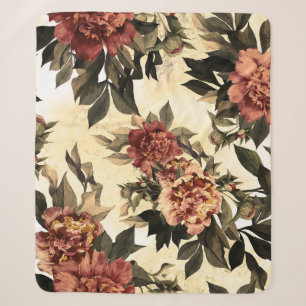 Floral Watercolor Roses, Peonies Pattern. Sherpa Blanket