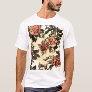 Floral Watercolor Roses, Peonies Pattern. T-Shirt