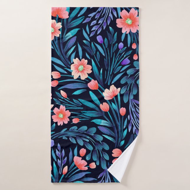 Floral watercolor seamless pattern. bath towel (Bath Towel)