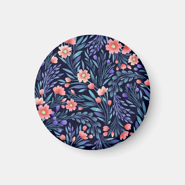 Floral watercolor, seamless pattern, fabric design magnet (Front)
