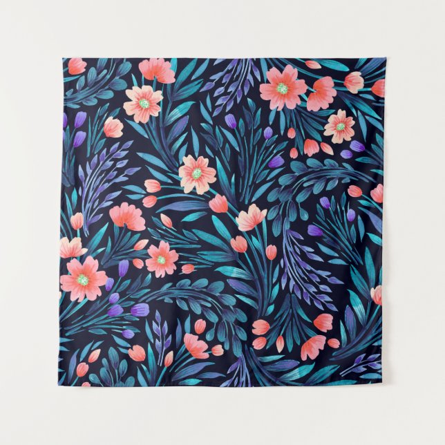 Floral watercolor seamless pattern. tapestry (Front)