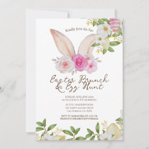 floral watercolor Spring easter brunch & egg hunt Invitation