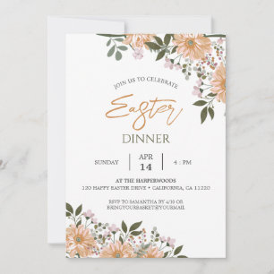 floral watercolor Spring Easter Dinner Invitation