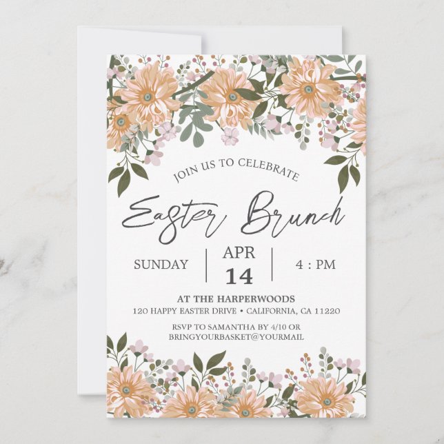 floral watercolor Spring Easter Dinner Invitation (Front)