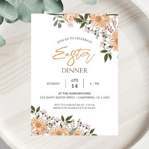 floral watercolor Spring Easter Dinner Invitation