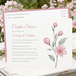 Floral Watercolor Spring Garden Couples Shower Invitation Postcard